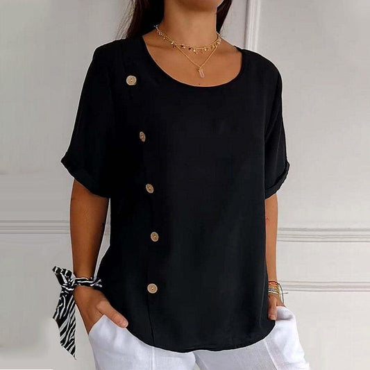 Button-Up Decorated Top for Women