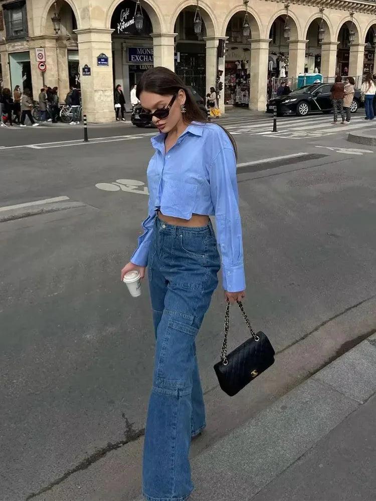 Striped Long-Sleeve Shirt for Women - Stylish Button-Up Blouse