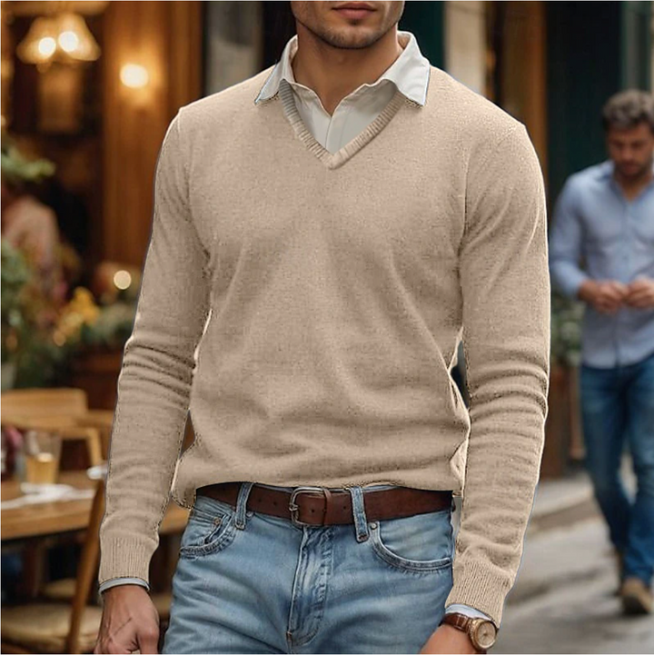 Rik | V-Neck Sweater in Soft Cotton Blend