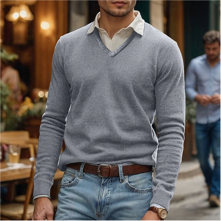 Rik | V-Neck Sweater in Soft Cotton Blend