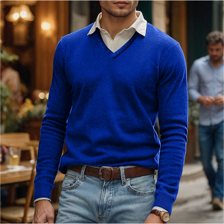 Rik | V-Neck Sweater in Soft Cotton Blend