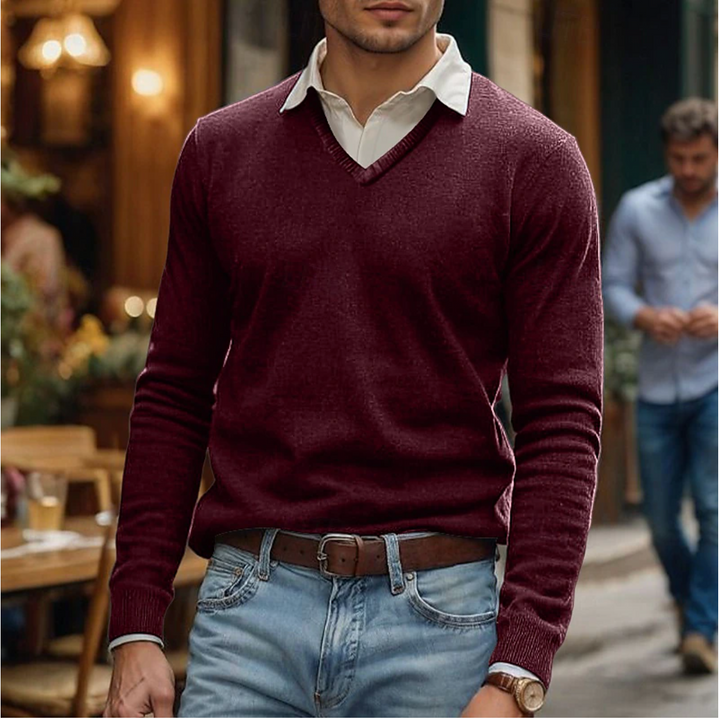 Rik | V-Neck Sweater in Soft Cotton Blend