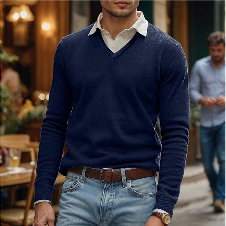 Rik | V-Neck Sweater in Soft Cotton Blend